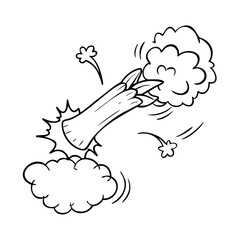 Line speed cartoon effect, boom explosive motion line element set. Comic boom burst, explosive smoke, line speed cartoon vector icon. Hand drawn sketch doodle action effect