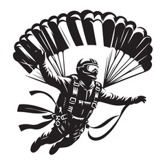 Skydiver with Parachute Silhouette