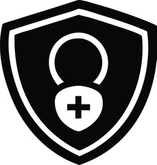 Secure health shield icon a stylized shield with a lock and cross symbol representing medical security data protection and healthcare safety