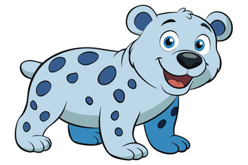 Blue Cartoon Bear with Dark Spots Smiling
