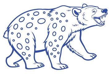 Bear with Blue Spots, Grinning Expression on a White Background