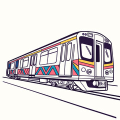 Colorful metro train engine machine vector on white background © rabby
