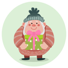 Chubby christmas gnome in striped sweater