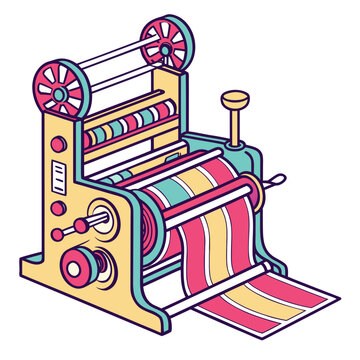 Colorful printing press machine vector illustration 3