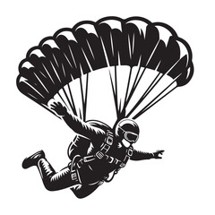 Skydiver with Parachute Silhouette