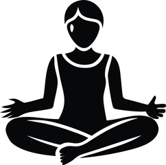 Serene silhouette of a person meditating in a lotus pose finding inner peace and calm through mindfulness and yoga practice