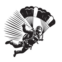Skydiver with Parachute Silhouette