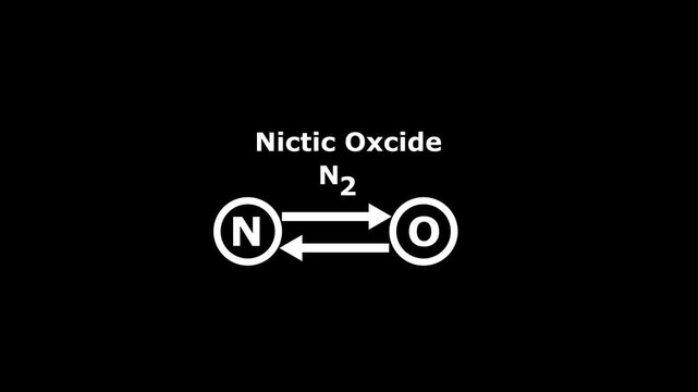 Nitric Oxide Molecular Structure animation.scientist Symbol,medical sing. Ball-and-stick, nitric oxygen monoxide structural formula, nitrous azote and oxygen,