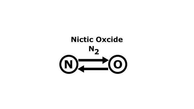 Nitric Oxide Molecular Structure animation.scientist Symbol,medical sing. Ball-and-stick, nitric oxygen monoxide structural formula, nitrous azote and oxygen,