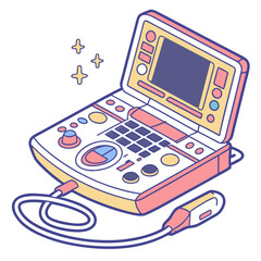 Colorful vector illustration of a portable ultrasound machine