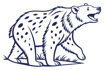 Cartoon Bear Walking Aggressively on White Background Isolated