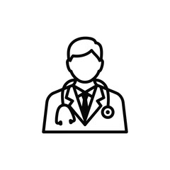 Professional doctor icon with stethoscope, representing healthcare and medical expertise