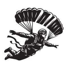 Skydiver with Parachute Silhouette