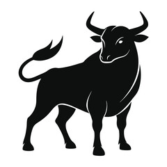 Silhouette of a majestic bull, standing strong