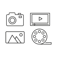 Media Collection Icon . Camera, Play Button and Gallery.eps