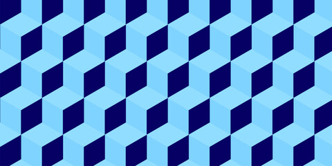 Blue 3d modeling cubes Illustration decoration seamless white material pattern square design.	