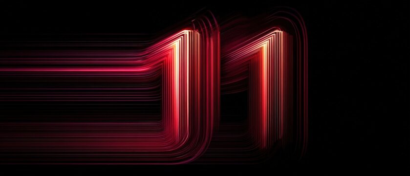 11.11 as light-trail numerals, deep reds, luxury tone, elegant minimal layout, headline space preserved 