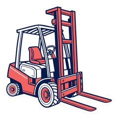 Red and blue forklift truck vector illustration industrial