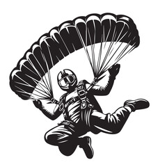 Skydiver with Parachute Silhouette