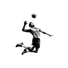Volleyball player spiking ball mid-air in dynamic action