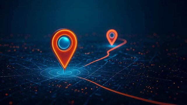 GPS navigation pointer showing destination on digital map route