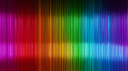 A vibrant animated LED panel where bright multi-colored stripes create the effect of movement and energy. Digital flow. Light dynamics and pixel energy.