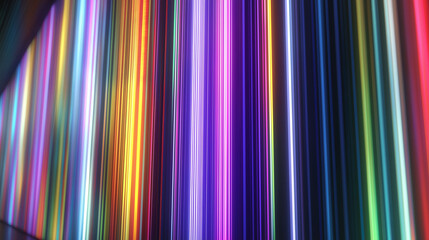 A vibrant animated LED panel where bright multi-colored stripes create the effect of movement and energy. Digital flow. Light dynamics and pixel energy.