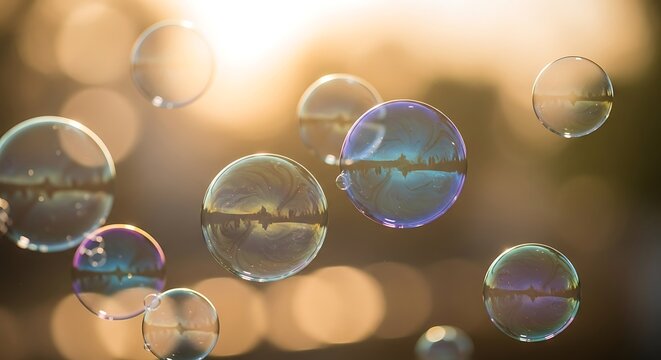 Floating Bubbles in Sunlight - A Moment of Serenity and Wonder.