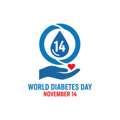 Blue hand holding red heart and water drop with number