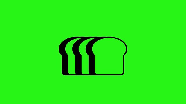Black bread icon animation on green screen background