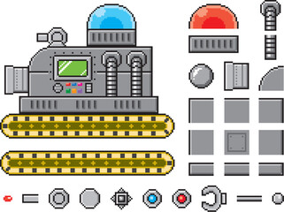 ゲーム風ドット絵　メカニック　戦車風ボス