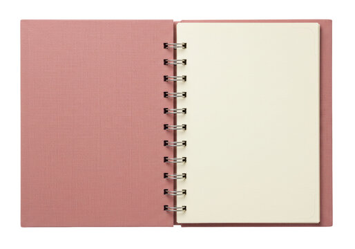 Isolated light blank notebook pages mockup, open sketchbook journal template flat lay view