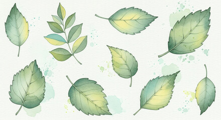 Elegant watercolor leaves bring a touch of nature to your designs, perfect for adding a calming and organic feel to any creative project beautifully