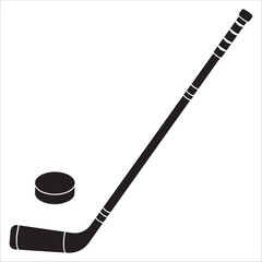 Hockey Stick And Puck Silhouette Sport Icon