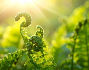 Spring fern unfurling