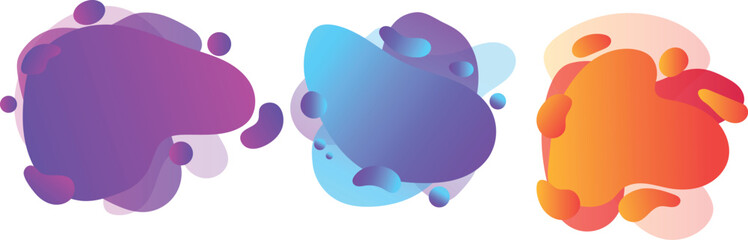 Colorful Abstract Fluid Gradient Shapes Collection. Set of colorful abstract fluid gradient shapes with modern organic design, perfect for backgrounds, digital art,
