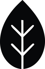 Simple black leaf icon minimalist design nature symbol organic plant element renewable energy symbol natural growth concept