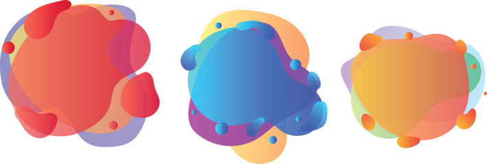Colorful Abstract Fluid Gradient Shapes Collection. Set of colorful abstract fluid gradient shapes with modern organic design, perfect for backgrounds, digital art,
