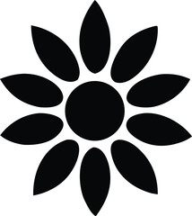 Stylized black flower graphic simple petals nature symbol delicate floral design organic shape silhouette art botanical element