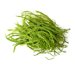 Heap of fresh senegalia pennata. Roughly chopped isolated on white background top view.image