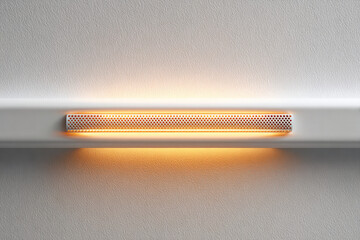 Contemporary infrared heater surface glowing softly, showcasing energy-efficient design and modern aesthetics, ideal for home heating solutions with copy space