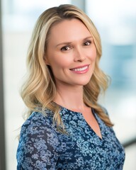 corporate headshot natural light, soft background blur, approachable professional, brand-safe attire 