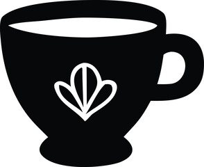 Simple silhouette of a coffee cup with decorative pattern perfect for beverage and cafe themed designs