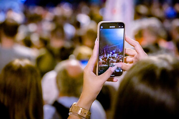 Taking photo of protest against the government in Serbia