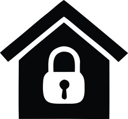 Secure home icon symbolizing safety and protection for your residence lock house security concept