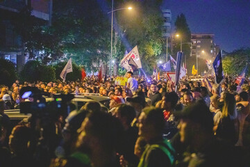 Students protest against the government in Serbia.