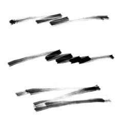 Hand drawn black ink line variation set collection on white background 