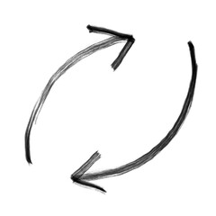 Ink line art diagonal arrows pointing up and down design elements 