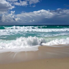 Ocean waves crashing on shore