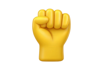 Clenched Fist Gesture in 3D Yellow Emoji Style with Solid Color and Simple Background for Social Media